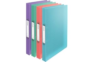 Esselte - Segregatory pierścieniowe, pojemność 140 arkuszy, tył 20mm, A4 2-ring segreder, miękka okładka, dom/biuro, wzór teksturowany, seria ColourBreeze, różne kolory, 626244