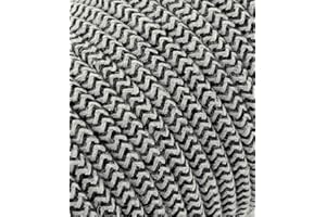 Merlotti 20.382 Câble électrique rond avec revêtement en tissu, sable/noir, 3 m