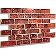 Novecrafto Brick Effect 3D Wall Panels - 4 Sheets Covering 19.84 sqft (1.84 sqm) DIY Decorative PVC Plastic Cladding Panel Size 37.79 x 18.89 in (96x48 cm) – Faux Red Brick Pattern for All Type Walls