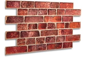 Novecrafto Brick Effect 3D Wall Panels - 4 Sheets Covering 19.84 sqft (1.84 sqm) DIY Decorative PVC Plastic Cladding Panel Size 37.79 x 18.89 in (96x48 cm) – Faux Red Brick Pattern for All Type Walls