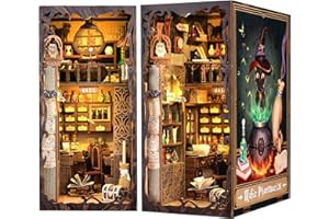 Fsolis Book Nook DIY,Puppenhaus Miniatur Haus Kit mit Holz Möbeln und LED-Licht,Bücherecke Bücherregaleinsatz Kits,Modellbausätze für Erwachsene zum Bauen,Booknook Kreatives Geschenk