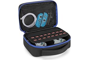 PGmoon Étui de Transport pour Manette Compatible avec PS5 / PS4 / Xbox / Switch Pro et Autres Manettes, Sac de Rangement Protecteur pour 2 Manettes et Autres Accessoires, Bleu (Conception Brevetée)