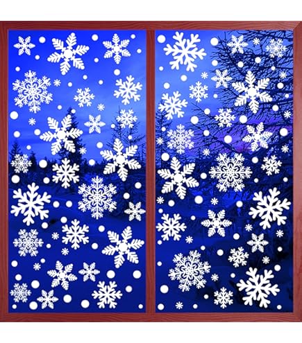 162 herbruikbare witte kerst sneeuwvlok raamstickers, zelf