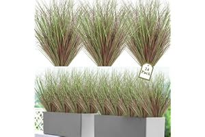 UXORSN 24 Pezzi Piante Artificiali da Esterno 50 cm Erba Finta All'aperto Resistente ai Raggi UV Arbusti Finte Erba di Grano Pianta Artificiale per Giardino Ufficio Domestica Decor, Viola