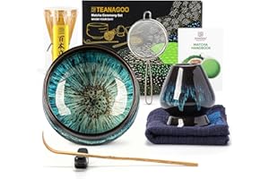 TEANAGOO Matcha Whisk, 7 Pcs Matcha Set with Holder/Scoop/Sifter, Matcha Kit for Ceremony, Matcha Tea Set for Making Breakfast/Latte, Matcha Whisk Set and Ceramic Bowl, Gift for Friend/Family