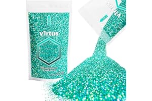 v1rtus Glitter Paint Additive - Turquoise Blue Holographic | Metallic Flakes for Adding Sparkle to Paints & Wood Varnish | Add to Emulsion, Acrylic & Latex for Indoor Sparkly Walls | 100 g