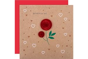 Hallmark Biglietto di San Valentino – tradizionale rosa rossa trapuntata carta design marrone, rosso e verde 25563229