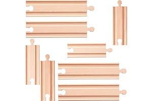 ALLES-MEINE.DE GMBH 8 TLG. Set: Holz - Schienen - gerade - lang & kurz - für Eisenbahn/Holzeisenbahn - 16 cm - passend für alle Schienen-Systeme & Straßen - z.B. Brio/Heros /..
