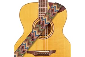 Amumu Vintange 5cm Chevron MultiColor Gitarrengurt – Premium Lederenden – Für Akustik-, E-Gitarren und Bässe – Verstellbar von 94 cm bis 160 cm