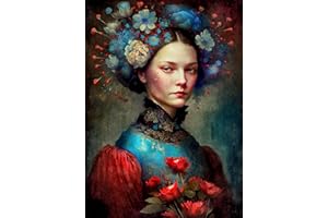 STENCIL COMPANY European Woman Reispapier-Poster, 29,21 x 40,64 cm – 1 einzigartiges bedrucktes Maulbeer-Papier-Kunstposter, Bild, 36 g/m², sichtbare Fasern für Decoupage-Möbelrenovierungs-Handwerk.