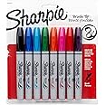 SHARPIE Brush Tip Permanent Markers, 8 Colored Markers (1810703)