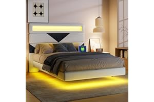 BRILVERDE Letto Matrimoniale Imbottito 160x200 con Luci LED e USB, Testiera Contenitore e Rete a Doghe - Ideale per Giovani e Adulti, Velluto, (Beige, 160 x 200 cm)