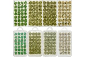 Woohome 112 Pz Modelo Árbol Césped Mechones de Hierba Wasteland Tuft, 4Colori Hierba estática Ferrocarril Césped Artificial Modelado Modelo para Tren Paisaje Ferroviario