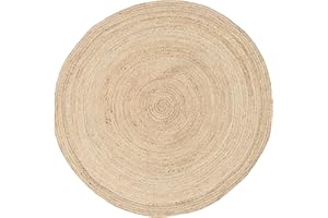 RugVista Solana Plain Jute, In & Outdoor Rugs, Natural Jute, Round, Ø 5 ft (Ø 150 cm), Reversible, Durable & Organic, Covered balcony terrace garden patio, Dry Clean Only, Natural,