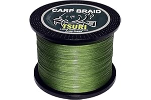TSURI Tresse Pêche Carpe 8 Brins - Vert Naturel - 300m ou 1000m - 25/100 - Résistance 15,9 kg - Longue Distance & Haute Fiabilité
