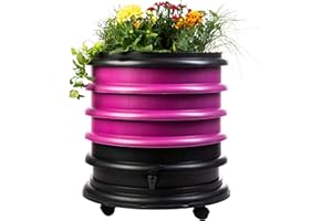 WORMbox | Lombricomposteur 3 Plateaux Framboise + Jardinière | 48 litres | Compostez Vos déchets organiques, Les vers de Terre/lombrics produisent du lombricompost