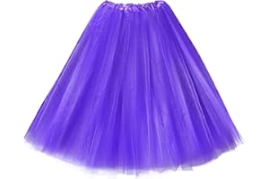 Carnavalife Tutu Falda Elástico para Mujer Niña, Falda Purpurina Brillante, Falda de Tul de 3 Capas de Longitud 30cm 40cm 70cm, Falda Ballet para Disfraces Danza