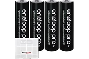 ‎PANASONIC 4-pak Eneloop XX Pro Mignon AA akumulatory 2550 mAh (min. 2450 mAh) - HR-3UWXB w zestawie wysokiej jakości pudełko na akumulatory Kraftmax