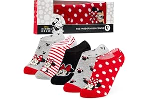 Disney Calcetines Mujer Divertidos, Pack 5 Pares Calcetines Tobilleros Mujer, Calcetines Invisibles, Regalos Originales Stitch, Mickey, Minnie