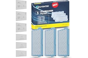 HAYATEC 3x HEPA Filter geeignet für Miele S8340, Miele C3 Filter, Miele HEPA Airclean 50 - kompatibel mit Compact C1 C2, Complete C2 C3, S8360, S4000, S5000, S6000, S8000 gegen Feinstaub und Gerüche