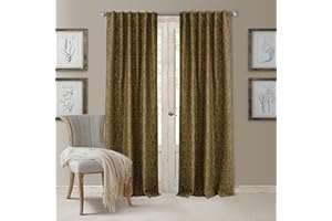Elrene Blackout Rod Pocket/Back Tab Window Curtain Panel, Fabric, Antique Gold, 52" W x 95" L (Pack of 1)