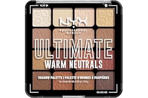 NYX Professional Makeup Palettes de Fards à Paupières Ultimate Shadow Palette, 16 Couleurs, Pigments Pressés, Fini Irisé, Métallique, Mat, Warm Neutrals