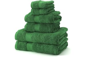 Boncasa - Juego de Toallas - 100% Algodón Peinado (no regenerado) - Calidad Ring Spun - Tacto Suave - 450 gr/m2 (Set 6 Piezas, Verde Oscuro)