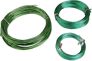 FITOOL 150Feet Anodized Aluminum Bonsai Training Wire 3-Size Starter Set, Multipurpose Crafting DIY Wires Ties - 1.0mm, 1.5mm, 2.0mm(Each 50Ft), Easy Bending Cutting, Quality Alu Tie Wire 3 Size Pack (Green)