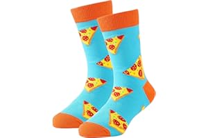BISOUSOX Cotton Crew Kids Socks Novelty Boys Socks Soft Calf Socks for Childrens Breathable Funny Socks Girls Food Animals Sports Pattern Soccer Lovers Girls Boys Gifts