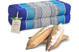 livasia Coussin Yoga carré Bloc - 17x34x12cm - Coussin de méditation kapok, Coussin de Soutien Bolster rectangulaire, Accessoires Yoga Pilates Coussin cale-Nuque, Fait Main
