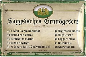 Geschenkeparadies 24 Blechschild 20x30cm säggsisches Grundgesetz sächsisches