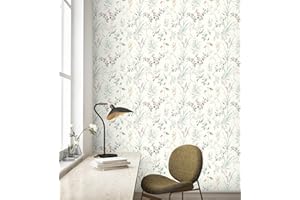 GAULAN 680952 - Carta da parati in vinile ecologico di rami fiori e uccelli per pareti soggiorno cucina bagno camera da letto corridoio sala da pranzo - Rotolo di 10 m x 0,53 m