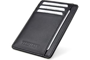 Frentree® Kartenetui aus Leder, Mini Geldbörse mit RFID Schutz und Sichtfenster für EC Karten und Geldscheine, kleines schlankes Portemonnaie Geldbeutel Etui