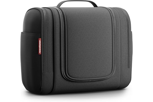 Travelaner® Trousse de Toilette Homme et Femme Design 2026, 3-en-1 Trousse de Voyage à Suspendre 7L, Grande Trousse Maquillage Imperméable, Vanity Voyage, Noir