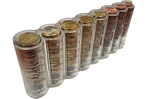 CLAIRE-FONCET Dispensador de monedas de 8 piezas de Euro transparente y graduado, Monedero cintura, ideal para Camarero, Camarera, Taxis, Autobúses, de Producción Europea EU (TRANSPARENTE)