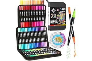ZENO 72 Set Pennarelli Doppia Punta con Valigetta – Pennarelli Professionali per Adulti, Disegno e Colori – Marker Punta Fine e Punta Pennello, Brush Pen per Artisti, Libri da Colorare, Mandala