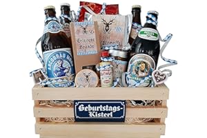 ‎HANDELSAGENTUR KASBERGER Bayrisches Geburtstagsgeschenk mit Bier, Schnaps, Senf und Knabberartikeln | Das perfekte Geschenk für Männer (Geburtstagskisterl Männer)