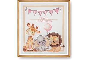 Trimits Kit per punto croce grande, ricamo a punto croce, per adulti, principianti, bambini, regali di Natale (cornice non inclusa), 11 pezzi, bambino