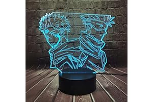 JINLYCOO Yuji Itadori Children Night Light Satoru Gojo 3D LED Lamp Anime USB Table Desk Lamp Bedroom Sleep Mood Decor Remote Control 16 Color 4 Flash Mode Kids Toy Boy Girl Fans Birthday Gift Prize