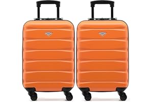 Flight Knight Suitcase Set of 2 Lightweight 4 Wheel ABS Hard Case Cabin Carry On Hand Luggage Approved for Over 100 Airlines Including easyJet, British Airways, Ryanair & Many More 55x35x20cm