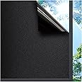 Lifetree Blackout Window Film Privacy: 100% Total Light Blocking Self-Adhesive Black Frosted Window Film for Glass Windows No Glue Static Cling for Baby Nursery, Day Sleeping (Black, 44.5 * 200cm)