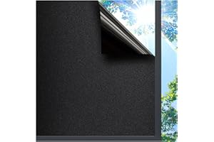 Lifetree Blackout Window Film Privacy: 100% Total Light Blocking Self-Adhesive Black Frosted Window Film for Glass Windows No Glue Static Cling for Baby Nursery, Day Sleeping (Black, 44.5 * 200cm)