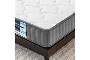 Yaheetech Single Mattress 3FT Memory Foam & Spring, Breathable Mattress Medium Firm with Soft Fabric Fire Resistant Barrier Skin-friendly Durable for Single Bed 90x190x22cm,Grey