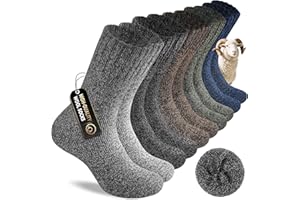 SockWaddles Thermal Socks for Men, 5 Pairs Thick Wool Warm Socks, Breathable and Moisture-Wicking Walking Boot Winter Sock for Outdoor Hiking Sport