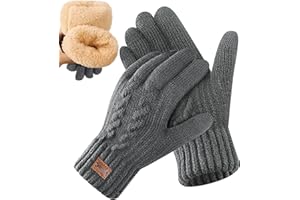 CAOZITOU Handschuhe Herren, WinterHandschuhe Damen Warme mit Fleecefutter, Alpaka Wollhandschuhen Touchscreen Thermo Thicken Stricthandschuhe