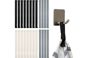 YOUR DAY MATE Colgadores de toallas cosidos, 24 piezas, lazos de 150 x 12 mm, en blanco, gris, negro, lengüetas de colgador para paño de cocina, toalla de baño, tela, decoración, accesorios de camping, toallero
