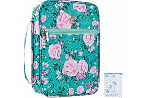 G-LEAF Bible Cover Case/Book Cover, Bible Case for Women Girls, Bible Cover Bags Floral Pattern with Handle Fits for Standard Size Bible, 9.5x6.7x2.5 in