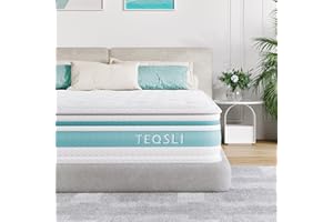 TeQsli 4FT6 Double Mattress, 10 Inch Gel Memory Foam Hybrid - 7 Zone Orthopedic Pocket Sprung Mattress, Medium Firm for Back Pain Relief, 135x190x25 cm
