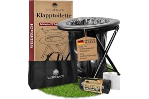 Weidebach® Stabil campingtoalett med låg vikt, lätt, bärbar och hopfällbar toalett inkl. 22 påsar, mobil toalett, perfekt för