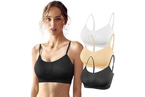 SHEKINI Reggiseno Sportivo Senza Ferretto Canotta Donna con Imbottita Rimovibili con Spalline Regolabili Senza Cuciture Pack 3 Pezzi Yoga Running
